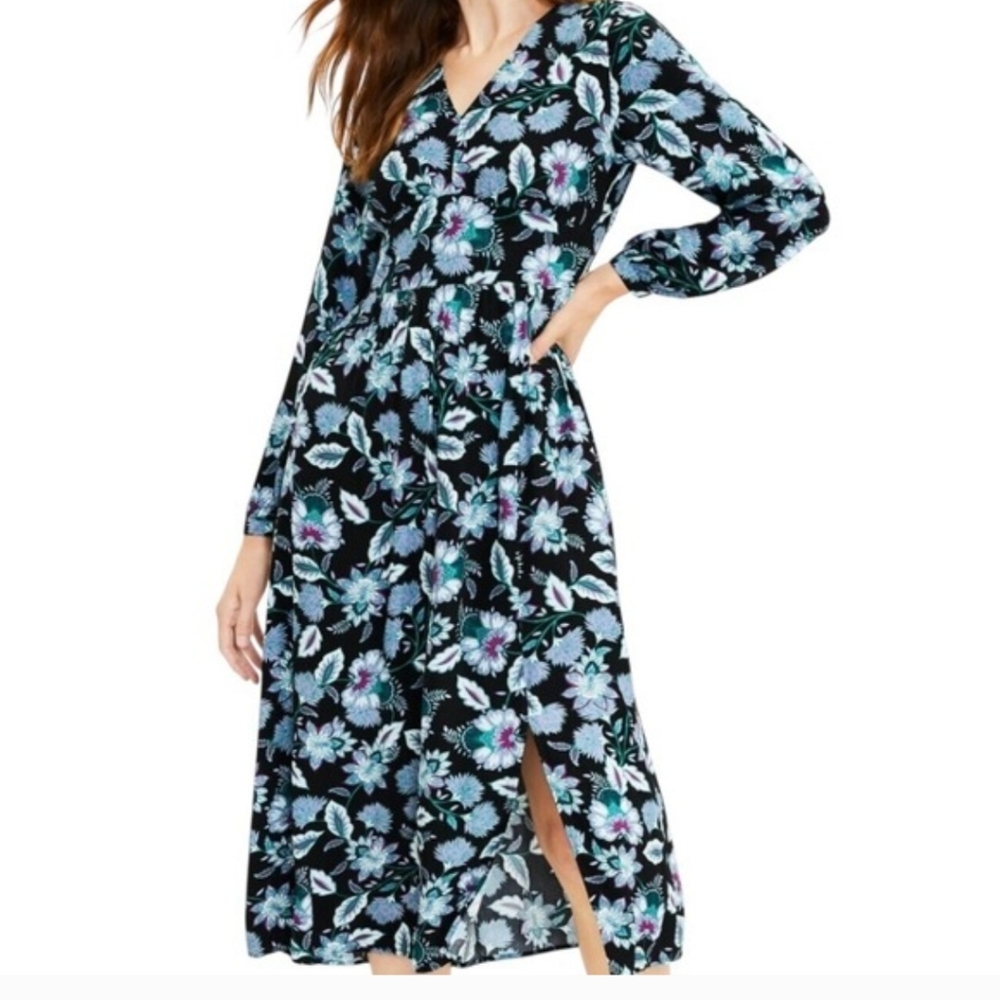 Loft Floral Long Sleeve Dress